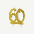 60 År Glitter Tårtljus Guld