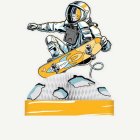 Astronaut på skateboard honeycomb