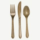 Guld Glitter Plast Bestick
