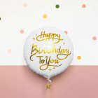 Rund Happy Birthday Folieballong Vit/Guld