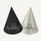 Happy Birthday Mini Partyhattar Svart/Vit