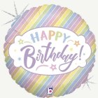 Happy Birthday Pastell Regnbåge Folieballong