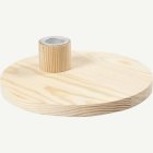 Rund Ljusstake Trä Beige
