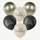 Happy Birthday Latexballonger Crème Noir