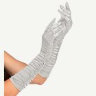 Långa Satin Plisséhandskar Silver