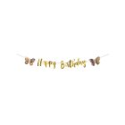 Fjäril Happy Birthday Girlang Rosa/Lila/Guld