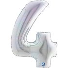Holografisk folieballong siffra 4 silver