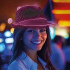 Paljett LED Fedora Rosa