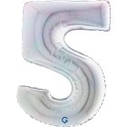 Holografisk sifferfolieballong 5 silver