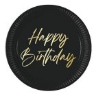 Happy Birthday Papperstallrikar Svart/Guld