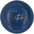Happy Birthday Papperstallrikar Mörkblå