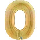 Holografisk sifferfolieballong 0 guld