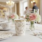 Blommiga Pappersmuggar Beige/Guld