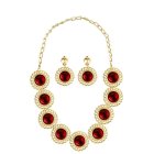 Renässans Örhängen & Halsband Röd