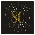 80 År Servetter Guld/Svart