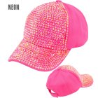 Keps med rhinsten neonrosa