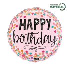 Happy Birthday Konfetti Folieballong Ljusrosa