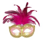 Ögonmask Med Fjädrar Rosa/Guld