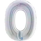 Sifferballong 0 Holografisk Silver