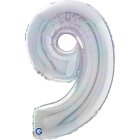 Sifferballong 9 Holografisk Silver
