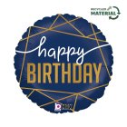 Happy Birthday Folieballong Blå