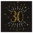 30 År Servetter Guld/Svart