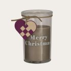 Merry Christmas Ljus i Glas Beige
