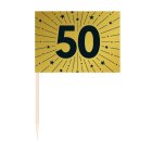 50 År Tårtflaggor Guld