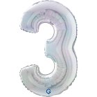 3-siffrig folieballong holografisk silver