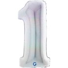 Holografisk sifferfolieballong 1 silver