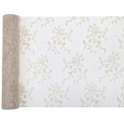 Broderade Blommor Bordslöpare Elfenben