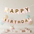 Happy Birthday Girlang Ljusrosa/Guld