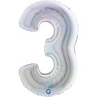 Holografisk sifferfolieballong 3 silver