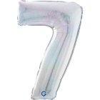 Sifferfolieballong 7 Holografisk Silver