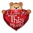 I Love You Nalle Folieballong Röd