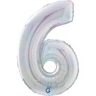 Sifferballong 6 Holografisk Silver