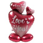 Love You Stående Hjärta Folieballong