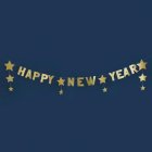 Happy New Year Stjärnor Girlang Guld