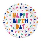 Happy Birthday Papperstallrikar Flerfärgade