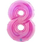 Stor holografisk rosa sifferballong 8