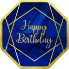 Navy & Gold Happy Birthday Tallrikar