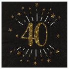 40 År Glitter Servetter Guld/Svart