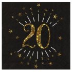 20 År Servetter Guld/Svart