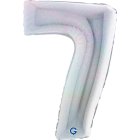 Holografisk sifferfolieballong 7 silver