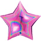 Stjärna Folieballong Holografisk Fuchsia