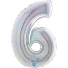 Holografisk folieballong siffra 6 silver