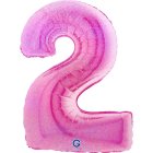 Stor holografisk rosa sifferballong