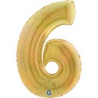 Holografisk folieballong siffra 6 guld