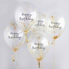 Happy Birthday Konfetti Ballonger Guld