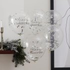 Merry Christmas Konfetti Ballonger Silver